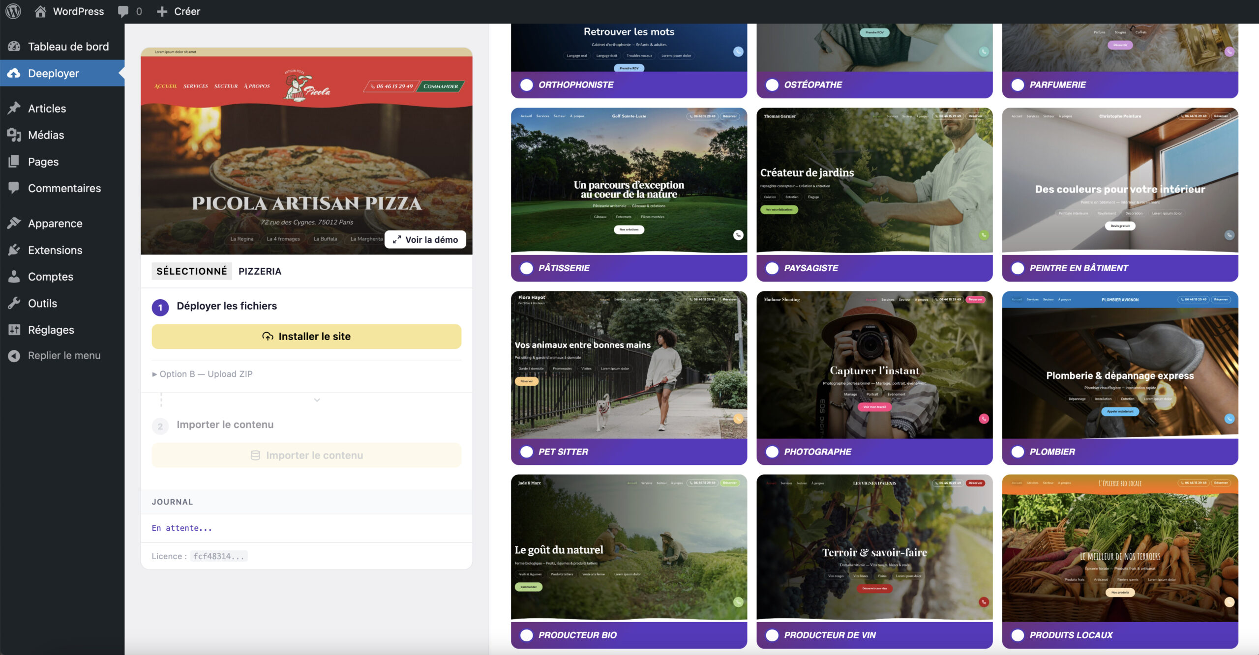 Choisir un site métier